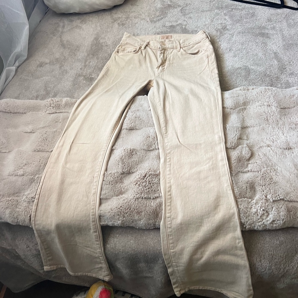 MOTHER mid rise, full length boot/flare Beige Denim Jeans